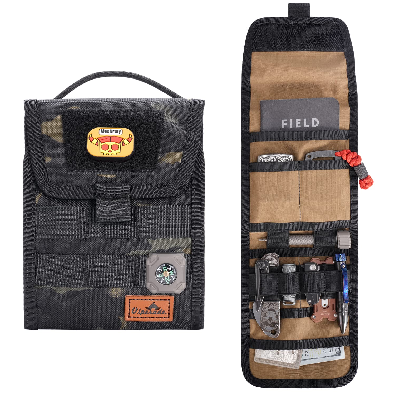 

VIPERADE VE12 Foldable EDC Organizer Molle Tool Tool Utility EDC Pocket Organizer for Outdoor and Everyday Use Pouch, Bag, Tri-Fold Pouch, (Black