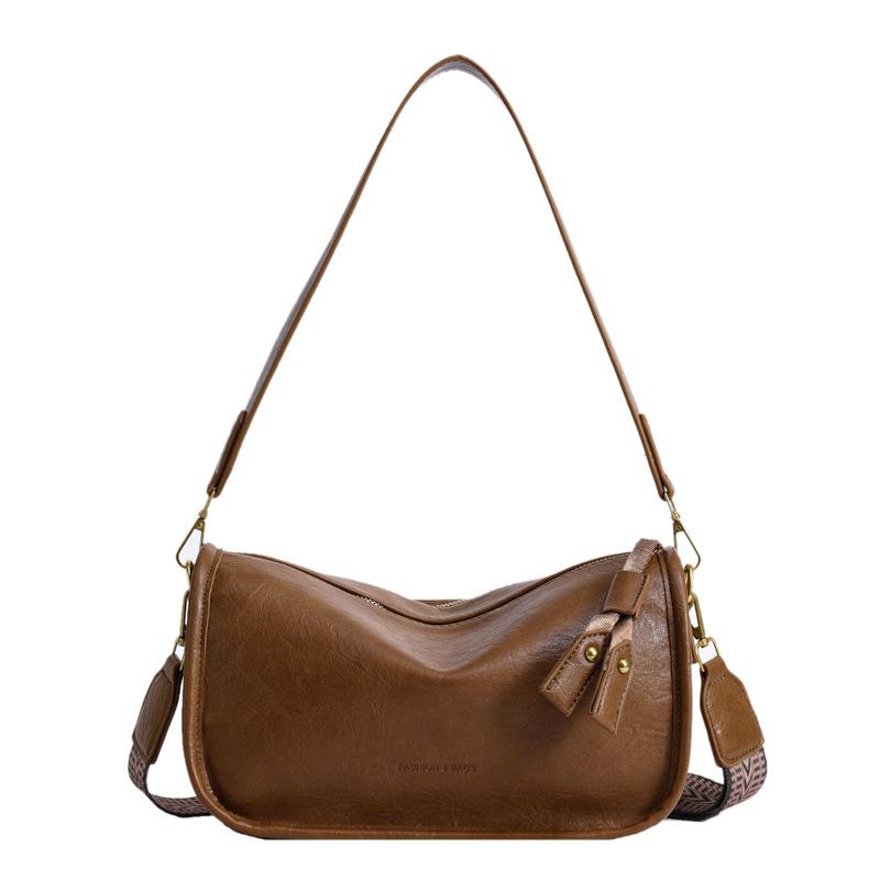 

Сумка большой вместимости женская осенне-зимняя универсальная 2025 новая ретро широкополосная на плечо сумка-мессенджер женская сумка-подушка коричневый