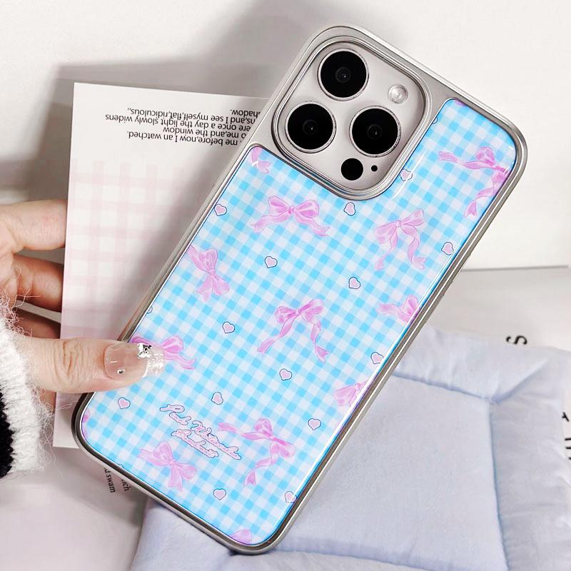 Zhitai Roztomilý styl Elektroplatovaný stříbrný okraj pouzdra pro iPhone 16/15/14 Pro Max/13 Pro