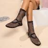 Fashion 2025 Summer New hollow Sandals Women's Mesh Roman Boots Black Sexy Short boots Ladies New Black Single Shoes Sandals Zapatos