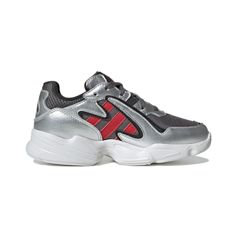 adidas Originals Yung-96 Chasm Non-Slip Low-Top Casual Shoes Kids Sneakers Silver Red White EE9302