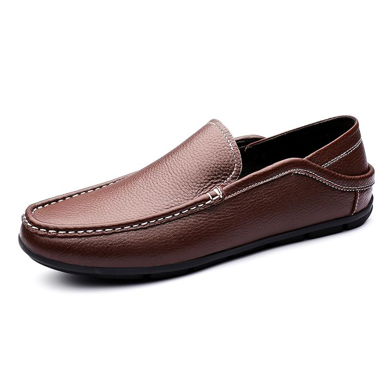 Men Casual Shoes Breathable Genuine Leather Loafers Luxury Brand Business Office Shoes For Men Driving Moccasins Slip On Flats