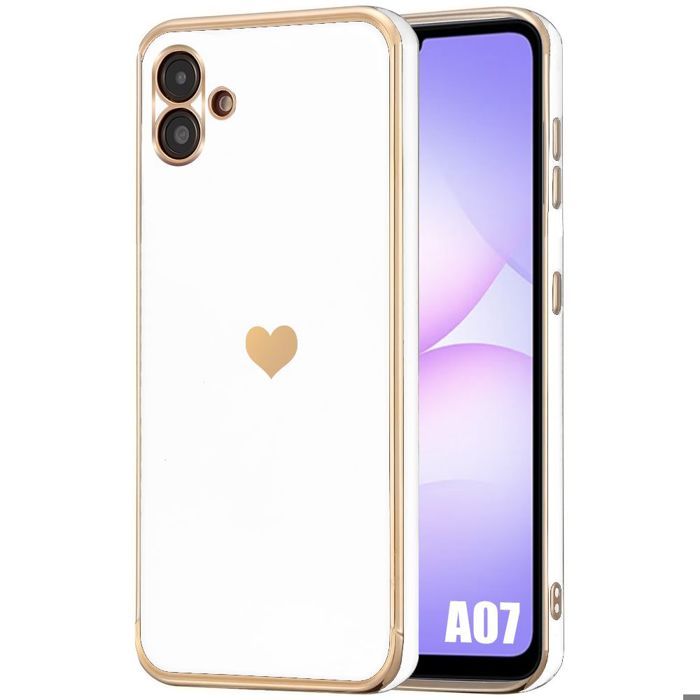 Coque de Protection - BOOLING - Samsung Galaxy A07 - Silicone Motif Cœur Anti-Rayure Souple Blanc