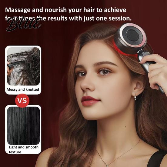 Relaxing Scalp Massage Tool Hair Growth Comb Electric Massager with 650nm Red & Silicone Comb 415nm Blue Light Essence Dispenser for Thinning