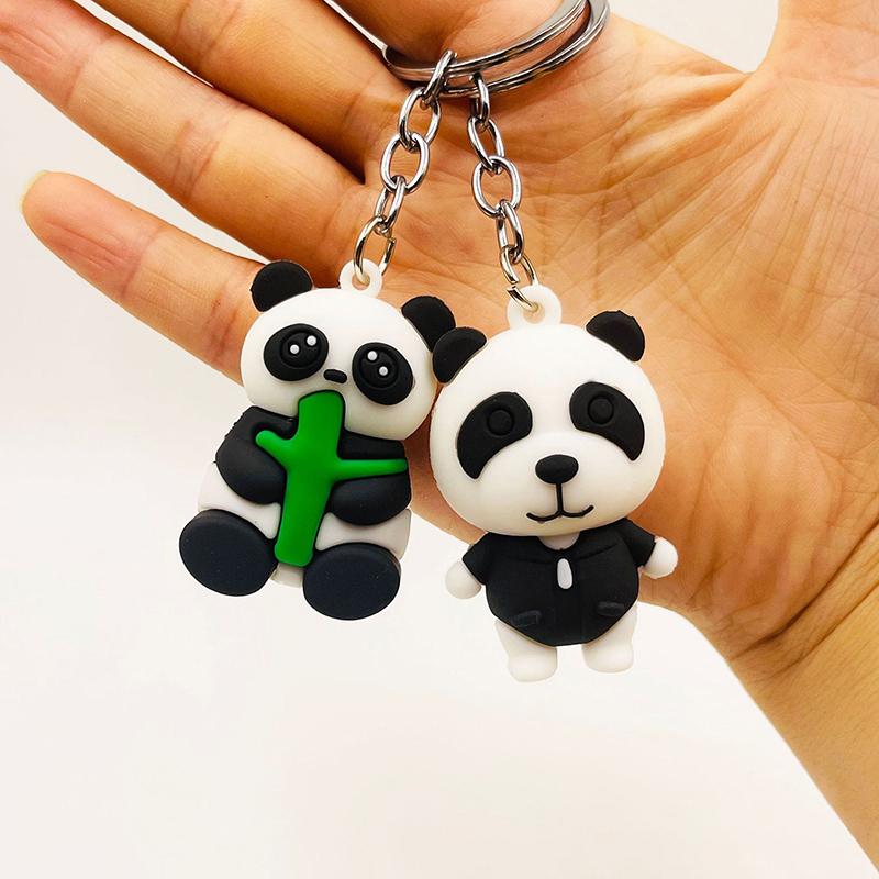 Cute Anime Panda Keychain For Women Men  Bag Pendant Accessories Kawaii Car Key Chain Couple Kids Christmas Gift