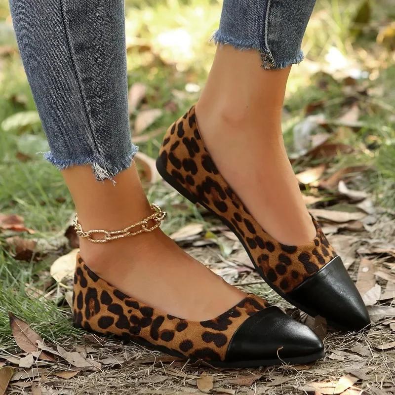 Fashion Spring and Autumn Fashion New Sexy Leopard Print Pointed Toe Casual Comfortable Popular Women's Shoes Walking Shoes Zapatillas