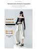 2026 Spring Color Block High-Waisted Cropped Wide-Leg Sweatpants for Women - Slimming & Casual Banana Two-Wear Long Pants