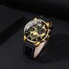 3PCS Set Men  Luxry Classic Watches Leather Watch Band Round Wrist Watch for Male Wristwatch Bracelet Necklace Man Gift