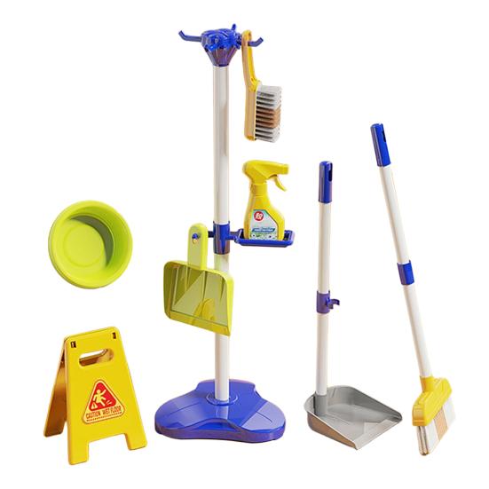 Set Curățenie pentru Copii Mici Jucărie de Curățenie pentru Copii Include Perie de Praf Mop Burete Mătură Făraș Pânză Set de Joacă de-a Treburile Casnice pentru Băieți Fete Vârste 2-5