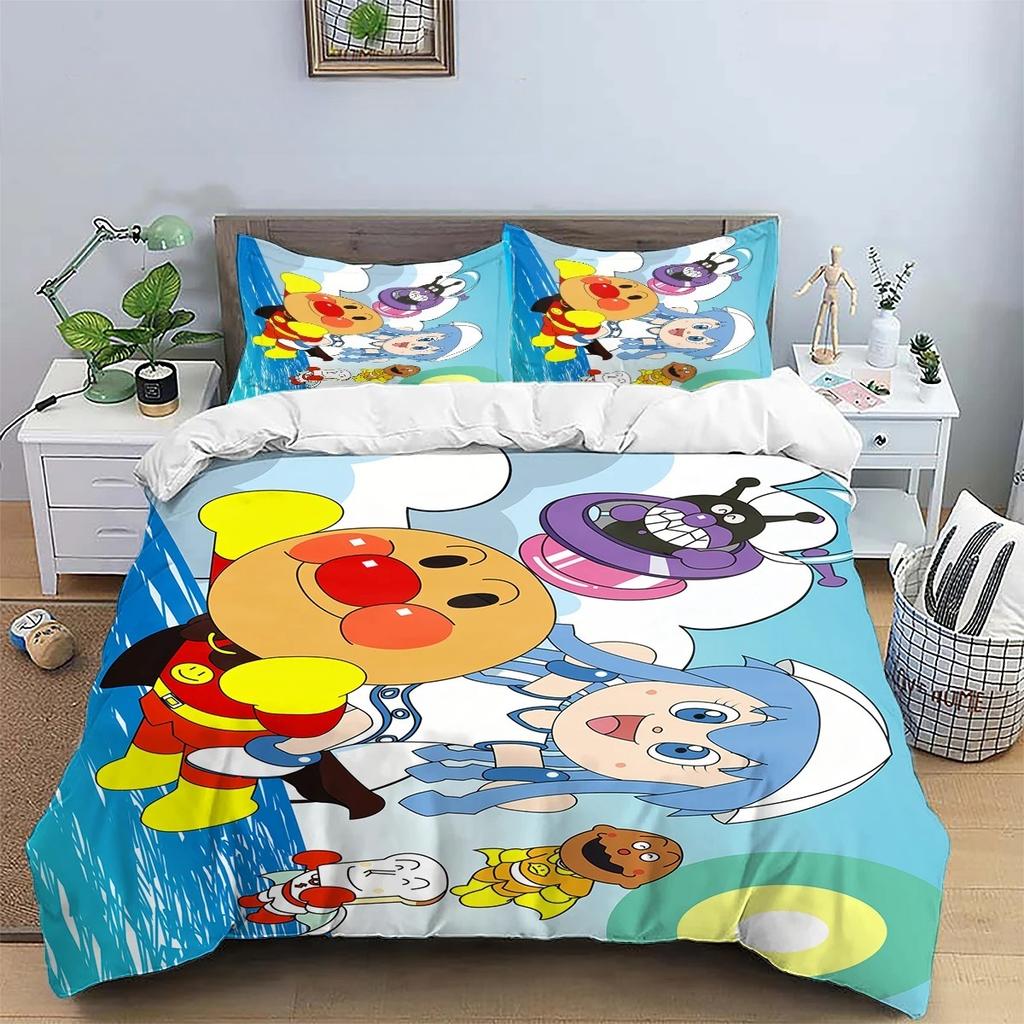 Anpanman Squad Bedding Set Double Twin Full Queen King Kids Bedclothes Duvet Cover Pillowcase Decoration Christmas Gifts