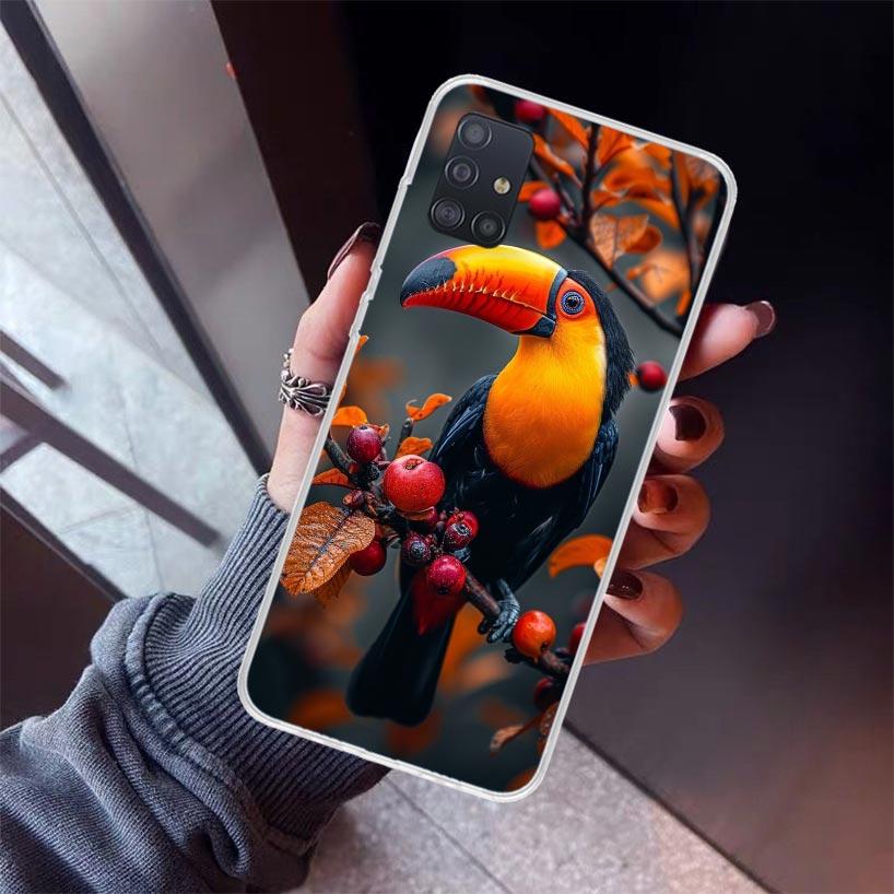 Tropical Toucan Phone Case For Samsung Galaxy A52 A51 A50S A32 A22 A12 A02S A72 A71 A31 A70 A30S Note 20 Ultra 10 Plus S10 Galax