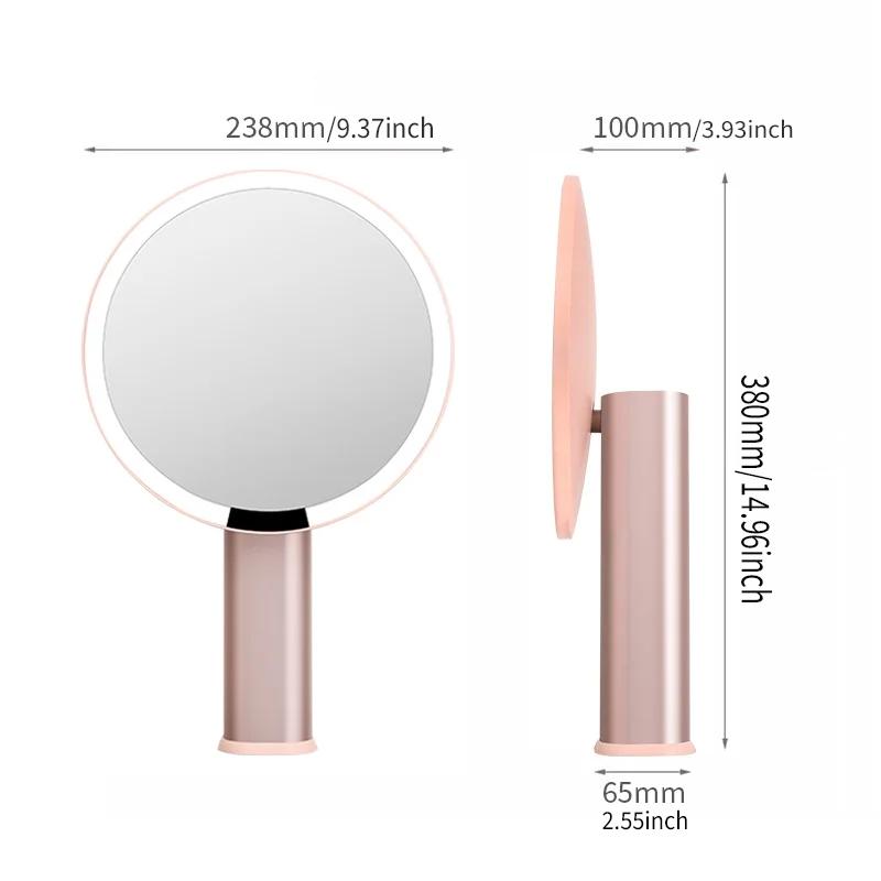 3-color Light Source Intelligent Makeup Mirror with LED Lights - Luxurious Lighted Desktop Makeup Stand Mirror