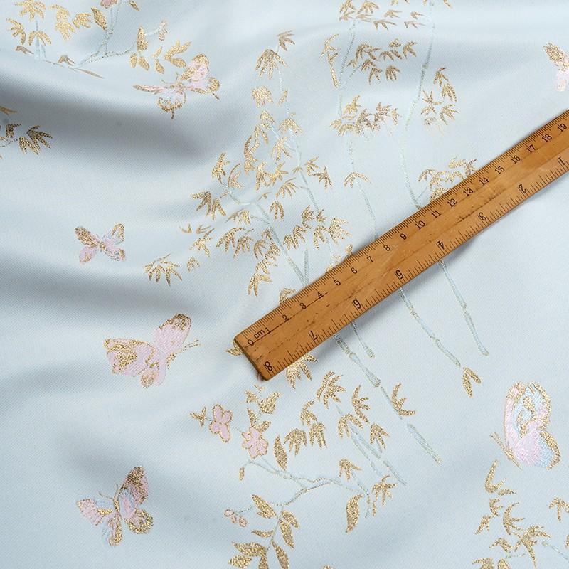Chinese Style Song Brocade Fabric Bamboo Butterfly Brocade Jacquard Fabric Shiny Woven Gold Silk DIY Coat Vest