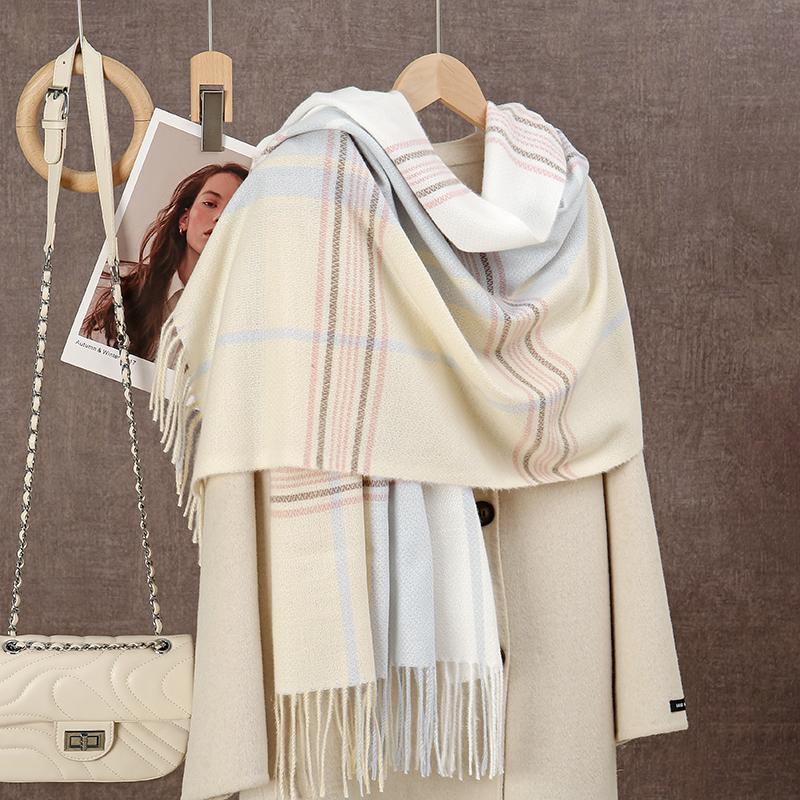 Marke Warmer Karomuster Kaschmir Poncho Schal Schal Luxuriöser Druck Dicke Pashmina Winterdecke Wickel Bufanda Lässiger Hijab Stolen Echarpe