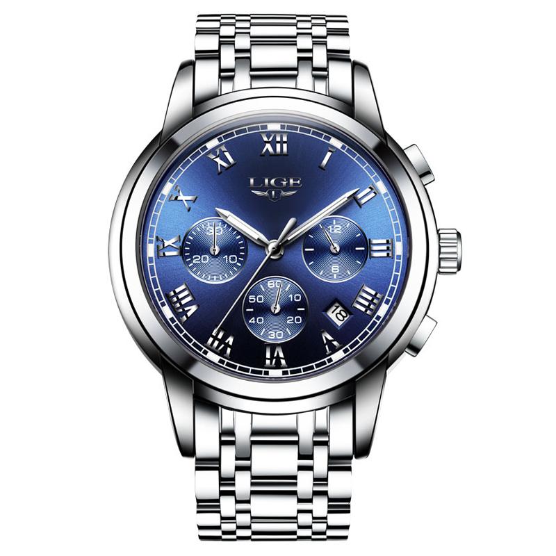 Man Watch LIGE Top Brand Luxury Casual Sport Chronograph Watches for Men Waterproof Fashion Full Steel Quartz Clock Reloj Hombre