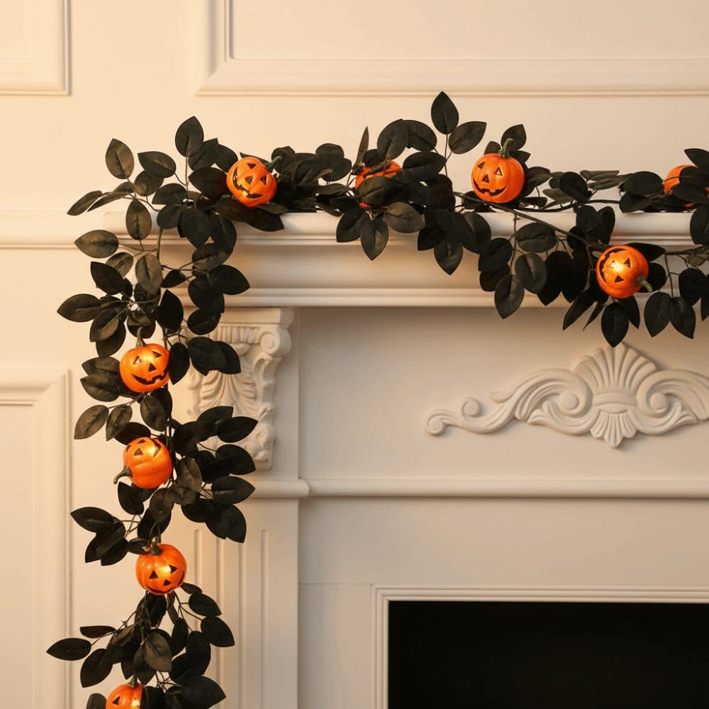 Flexible Halloween Pumpkin Garland Reusable Fake Maple Leaf Hanging Event Planners