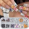 12 Grids Cute Spooky Ghost Pumpkin Nail Art Decorations Spider Bat Halloween Gothic Design Nail Art Jewelry Manicure Accessories