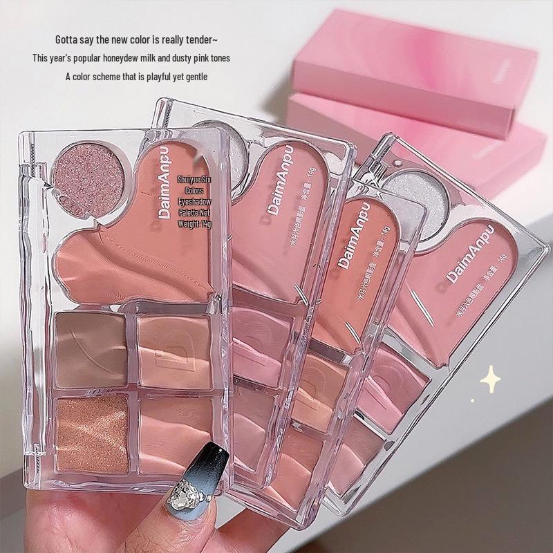 Daimanpu Water Moon Six-Color Matte Eyeshadow Palette: Fine Texture, Long-lasting, Perfect for Daily Beauty and Easy Student Makeup.