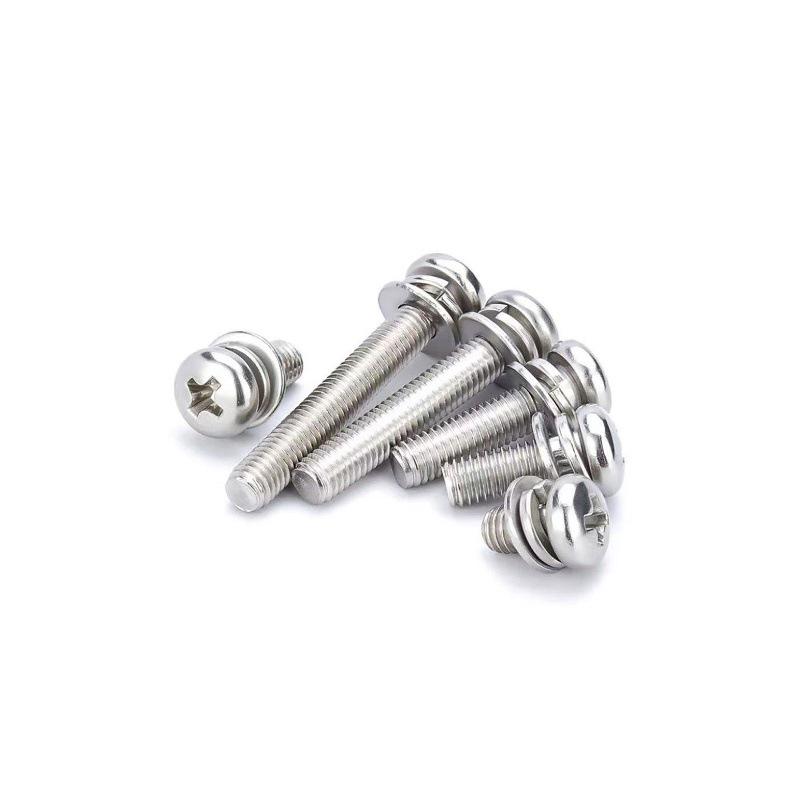 Nickel-Plated Phillips Pan Head Screw with Washer, M2-M6 Thread