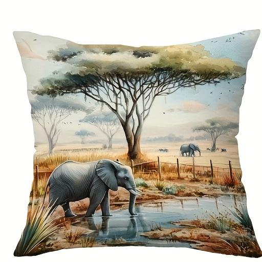 1/4pcs African Wildlife Safari Throw Pillow Covers Wild Animal Leopard Elephant Giraffe Home Decor Cushion Cover