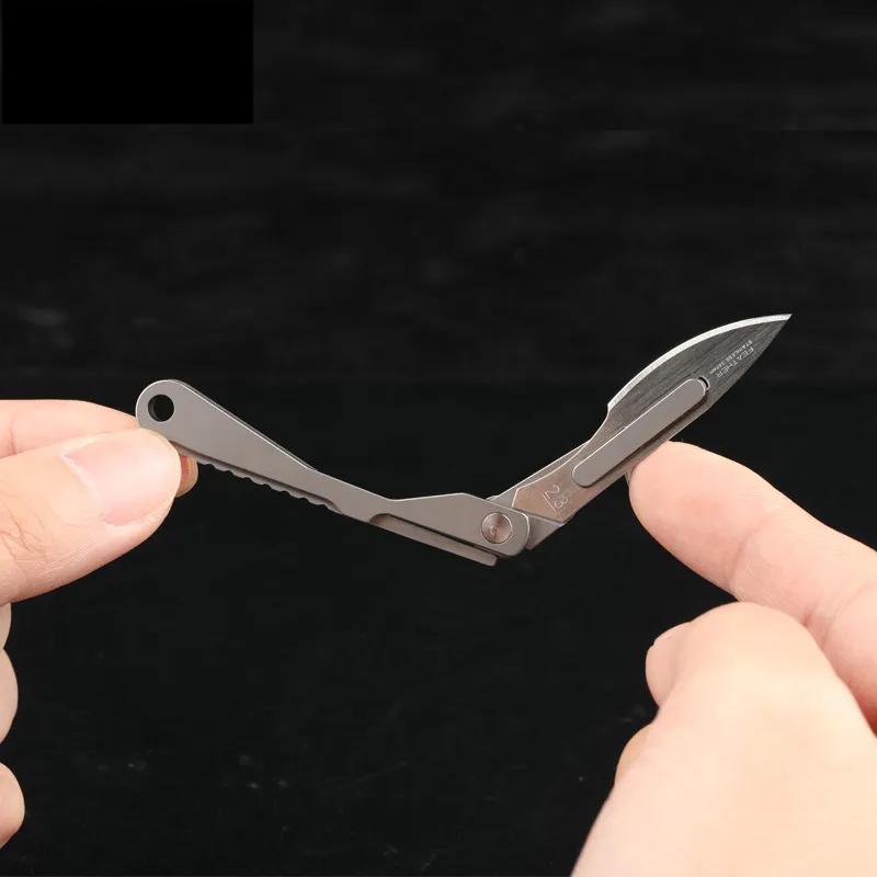 Titanium Alloy MINI Scalpel EDC Outdoor Folding Knife Unpacking Pocket Knife Outdoor Camping Knife No. 23/11 Scalpel Key Buckle