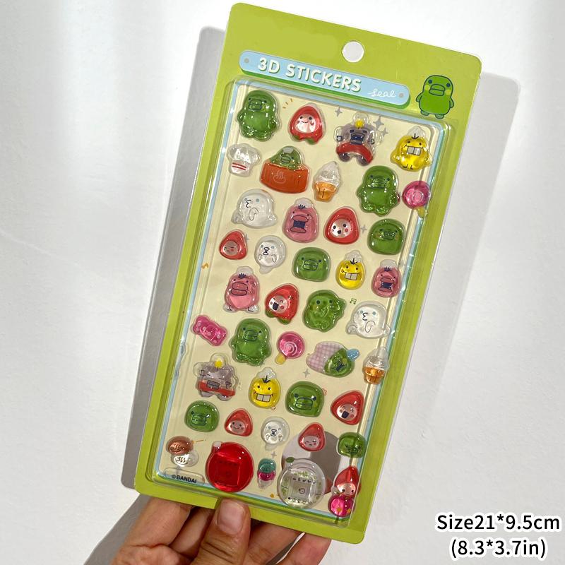 1-6pcs Tamagotchi 3D Crystal Stickers Waterdrop Cartoon Stickers Creative Gift Exchange Stickers Set Embossed Solid Stickers