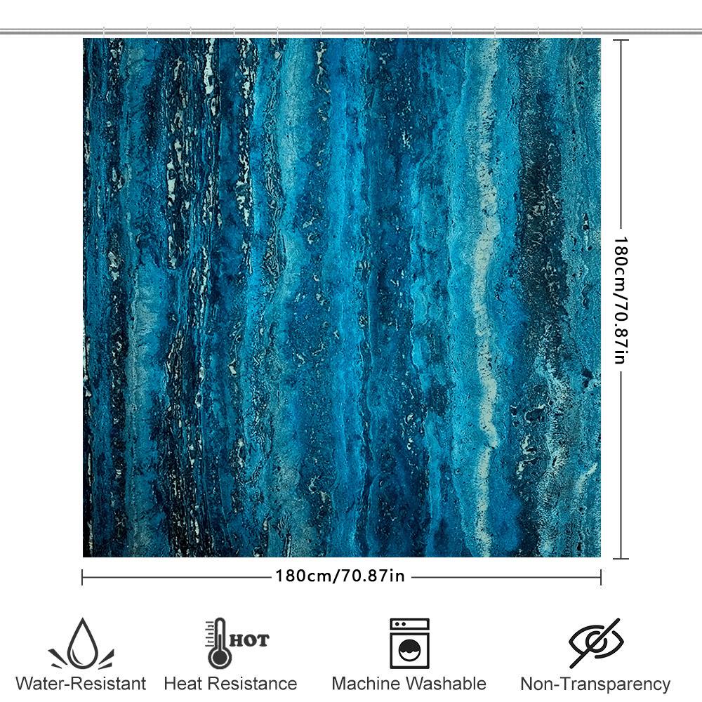 Bold Blue Textured Shower Curtain Luxurious Home Bath Decor For Modern Kitchens Bedrooms Waterproof Fabric With Metal Hook Rings