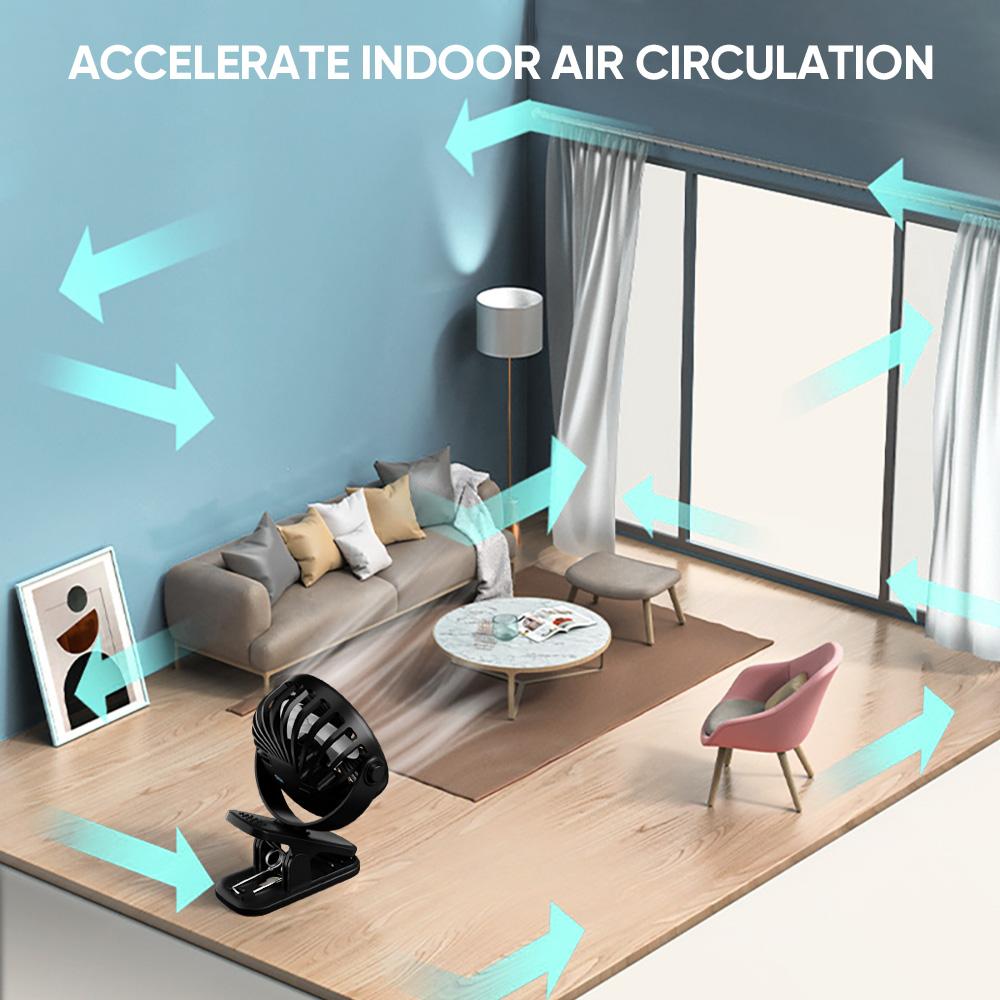 Mini Fan Rechargeable Fan 720° Rotating Hanging Clip Fan with Nightlight Portable Office Bedroom Dormitory Outdoor Fan Gifts