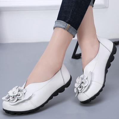 Scarpe da donna con fiori in pelle di mucca primaverili ed estive, comode scarpe da donna con piselli, scarpe basse per quattro stagioni, scarpe singole da donna