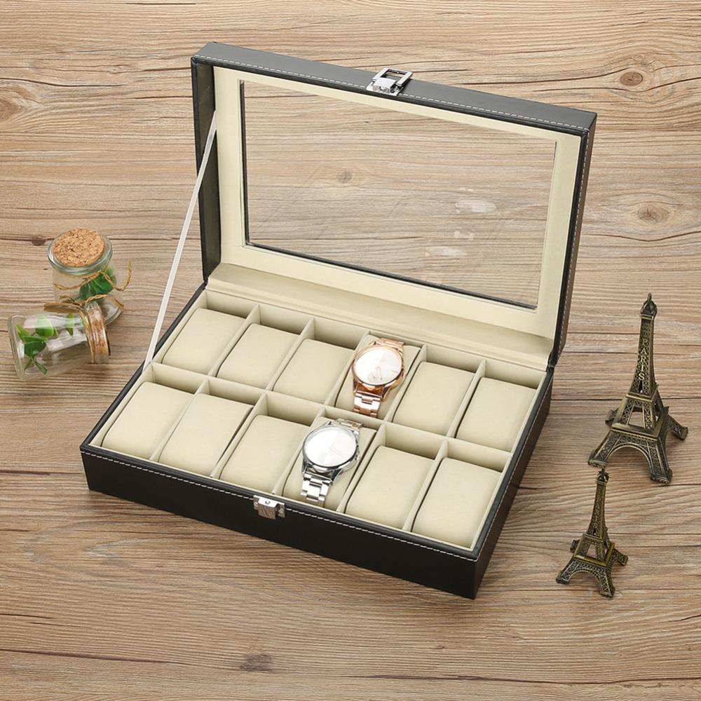 12 Slots Watch Case Portable Storage Box Practical Watch Organizer  Display