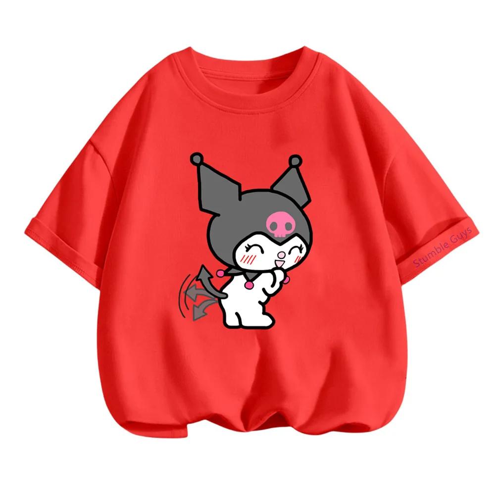 Summer Breathable Cute Kuromi Children's T-shirt for Boys and Girls Sanrio Cartoon