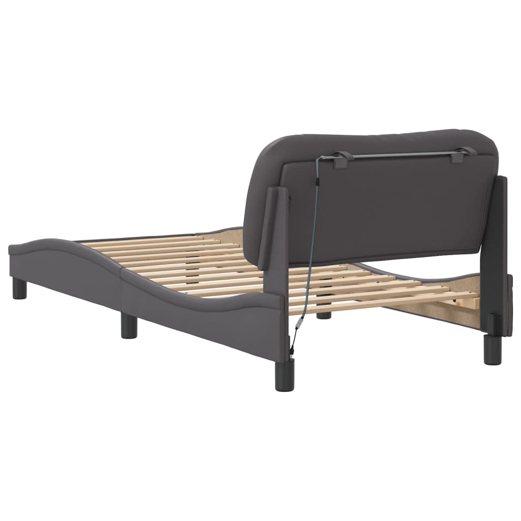 LED Bed Frame without Mattress Hvar Gray 90 x 190 cm