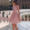 2026 Womens Shimmer Long Sleeve A-Line Dress High Waist Evening Gown Formal Party Slim Fit V-Neck Sequin Detail