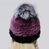 Winter Hat Women Pompom Warm Natural Rex Rabbit Fur Cap Thick Headwear Classic Popular Female Stylish Knitted Hat