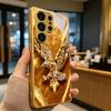 Gold Diamond Eagle Electroplated Golden Phone Case For Samsung Galaxy S25 S24 S26 S23 S22 S21 S20 Ultra Plus FE S26+ Glass Cover