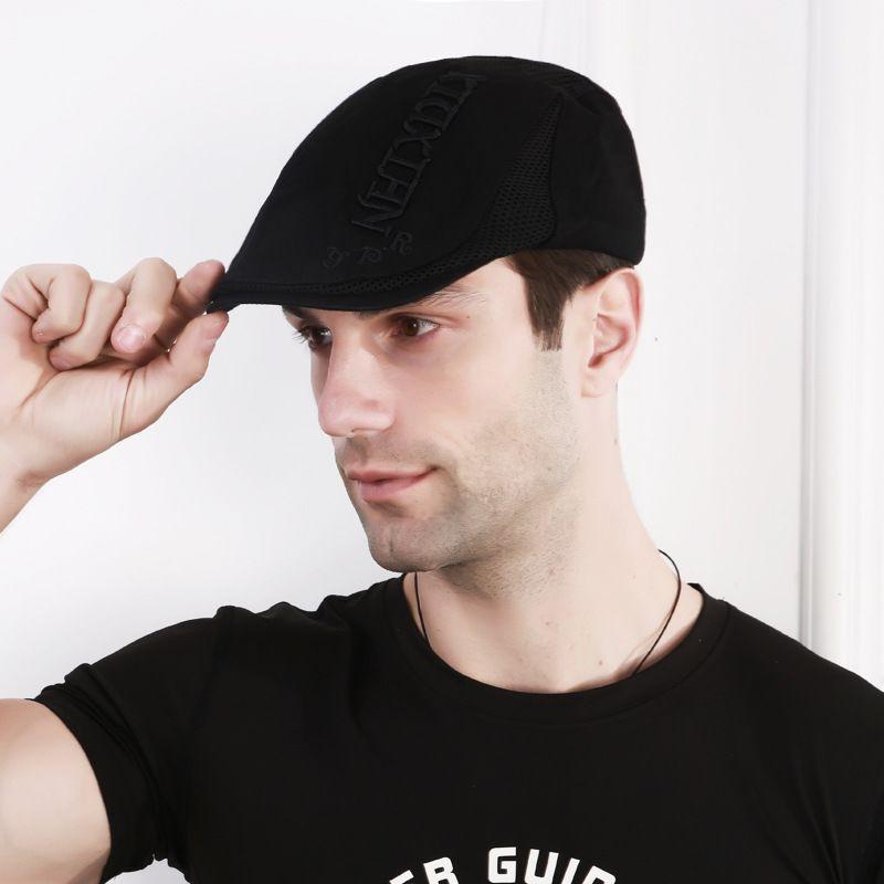 Men's Mesh Beret Cap - Spring Summer Thin Breathable Hat for Seniors, Elderly Dad Sun Hat with Visor