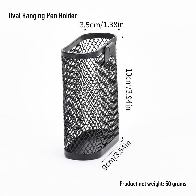 Wall-Mounted Semi-Circular Metal Pen Holder with Movable Storage