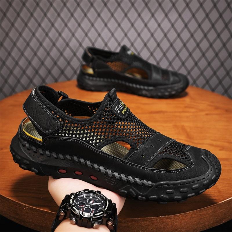 Fashion Cool Summer Male Mesh Shoes Fashion Leisure Beach Flats Holiday Sandals for Men Outdoor Walking Shoes Comfortable Casual Sandals