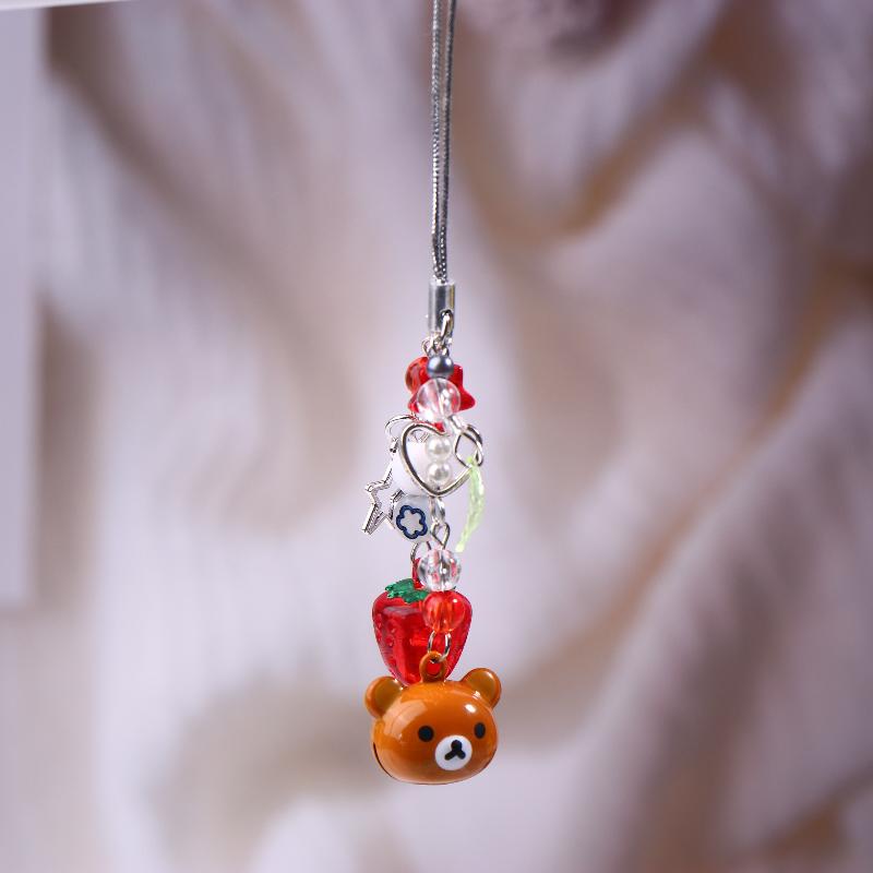 

Милый медведь клубника звезда цепочка для мобильного телефона Y2K мультяшный ремешок для телефона подвеска для камеры парный брелок подарки