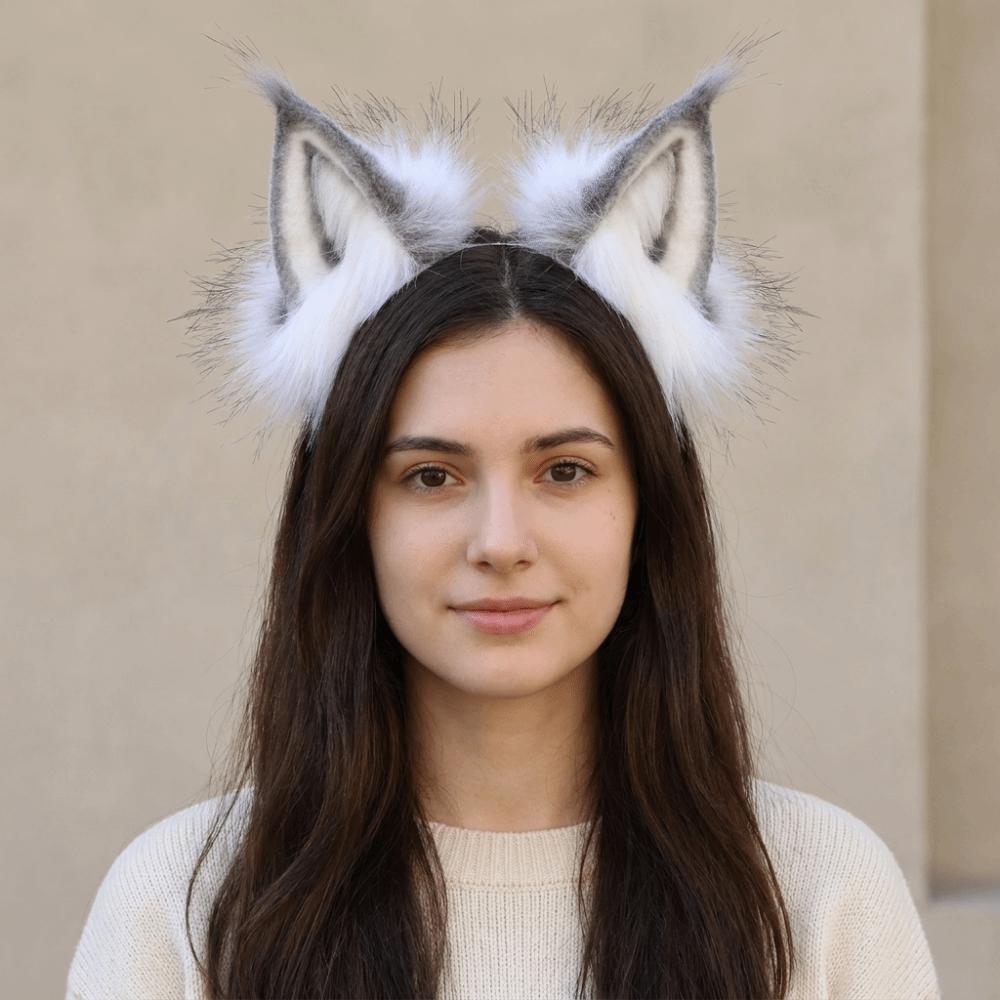 Animals Cat Ears Headband JK Furry Cosplay Headwear Sweet Wolf Dog Hair Band Halloween