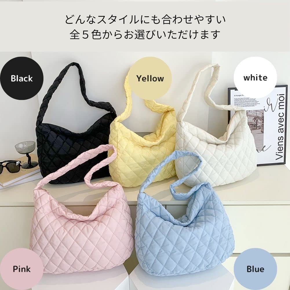 Lakeruta Quilted Shoulder Bag for Women, Perfect for Commuting, School, or as a Mother's Bag, Lightweight, Large Capacity, Fits A4, Tablets, iPads,