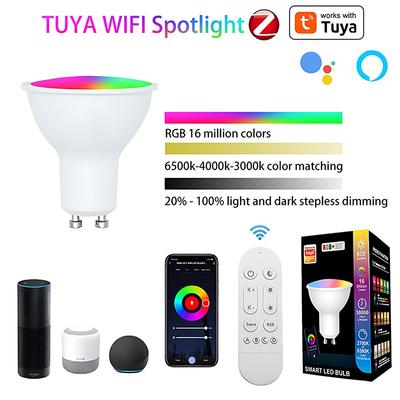 NEW Tuya Wifi Dimmable Lamp Cup Smart Bulb 5W RGB+WW+CW LED GU10 Spotlight With Voice Control For Alexa Google IFTTT