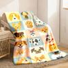 1pc French Bulldog Blanket Suitable for - Cozy Throw with Beagle, Poodle, Corgi & Shih Tzu - Soft Flannel Bedspread, Pastel Colors (Blue, Beige, Brown
