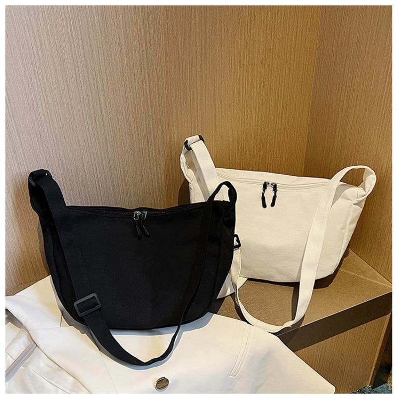 Canvas Bag Women New Korean Style Minimalist Student Instagram Hong Kong Style Shoulder Crossbody Bag Messenger Bag