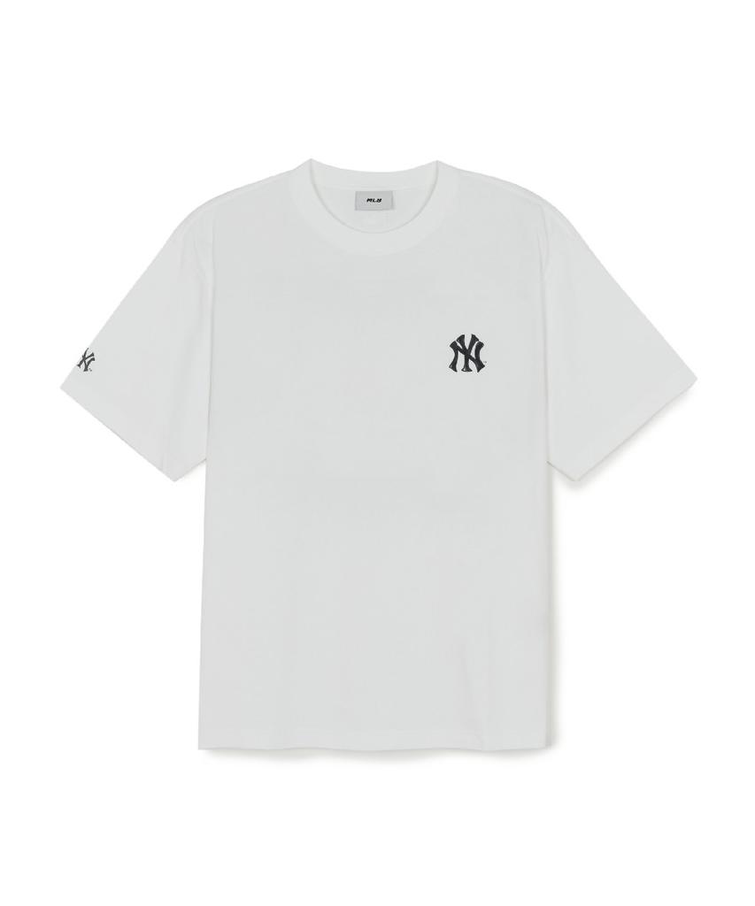 Emelbi Basic Simple Street Logo Oversized Short Sleeve T-Shirt Ny (White)