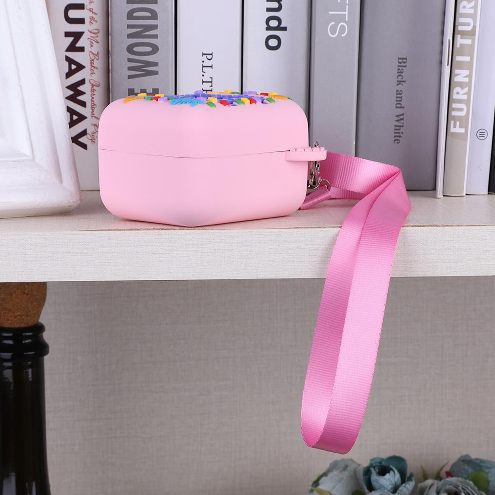 Silicone Protective Case with Lanyard Carrying Travel Case Shockproof Anti Drop 3D Food Print for Bitzee Virtual Electronic Pet