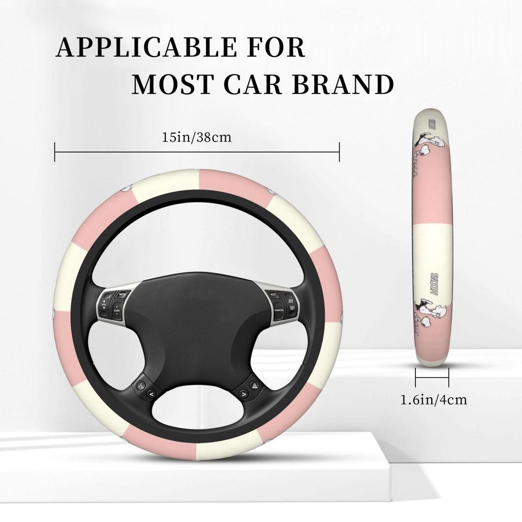 Snoopy Steering Wheel Cover for Cars, Stylish, Anti-Slip, Stain Prevention, Comfortable To the Touch,