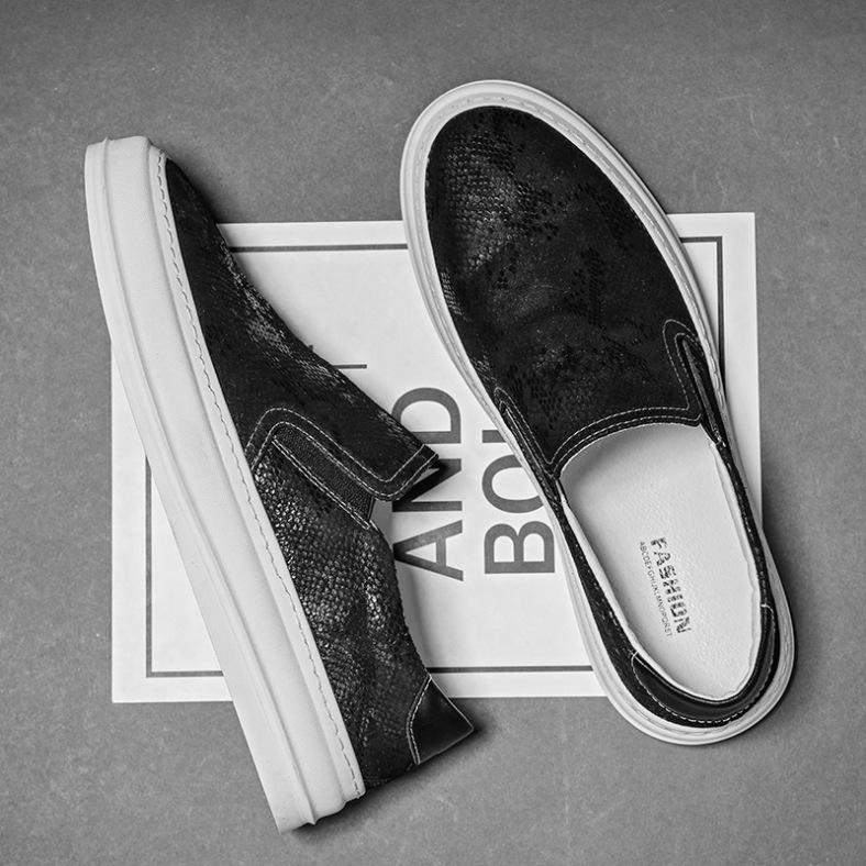 

Мужская обувь европейской станции, высококлассные белые туфли, осень 2025, трендовая спортивная и повседневная мужская универсальная обувь на доске из коровьей кожи первого слоя 43 чёрный