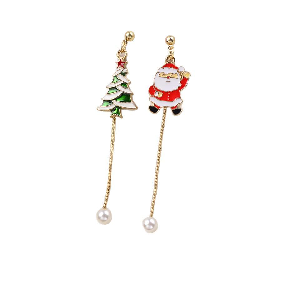 Festive Tassel Pearl Earrings: Candy Cane, Reindeer, Bell, Christmas Tree Designs