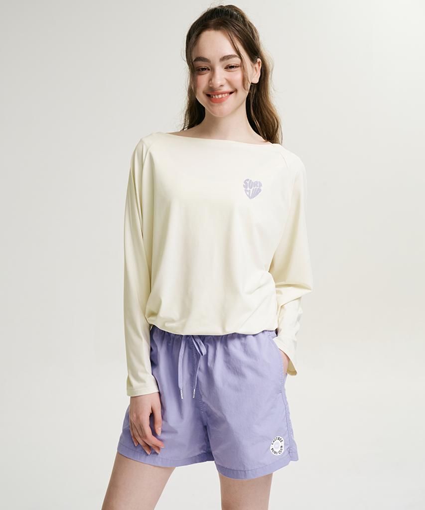 Leijibi [Set] Cotton Candy String Women'S Rash Guard + Comfort Swim Shorts Coconut